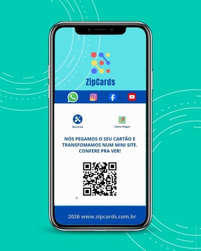 Smartphone mostrando cartão digital ZipCards